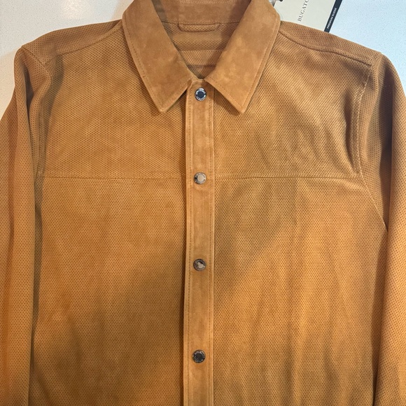 BUGATCHI SuaveLeather ButtonUp Shirt size L, Tan,100%Genuine, Italian-design,NWT - Picture 15 of 16